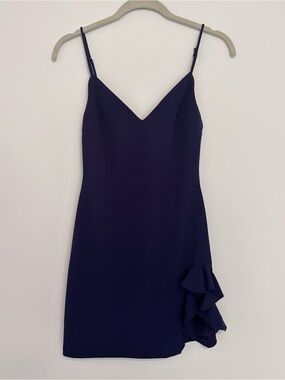 Lucy in the Sky Navy Blue Mini Dress Ruffle Party Event